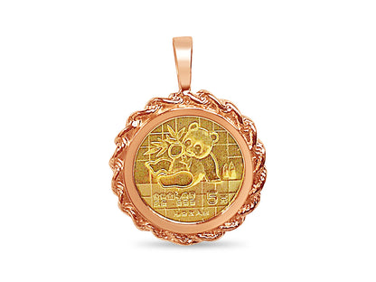 Fancy Solid White/Yellow/Rose Gold Handmade Coin Pendant , Chinese Panda Bear Coin ,