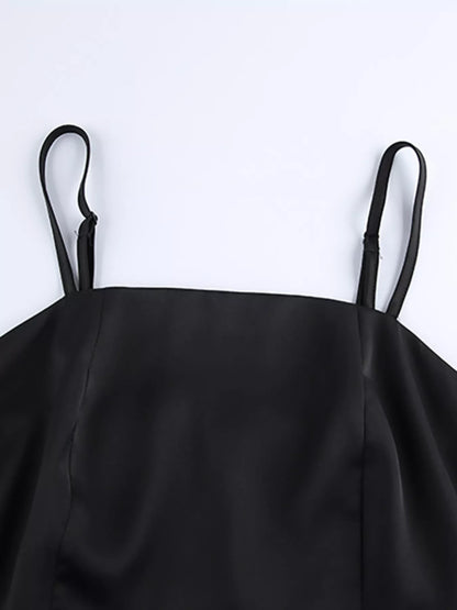 Satin Mini Dress with Lace Detachable Cape