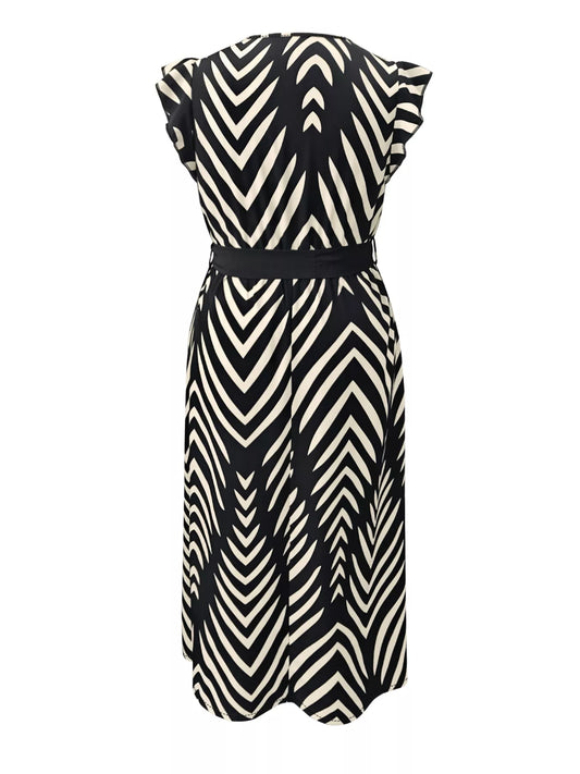 Chevron Print Wrap Maxi Dress
