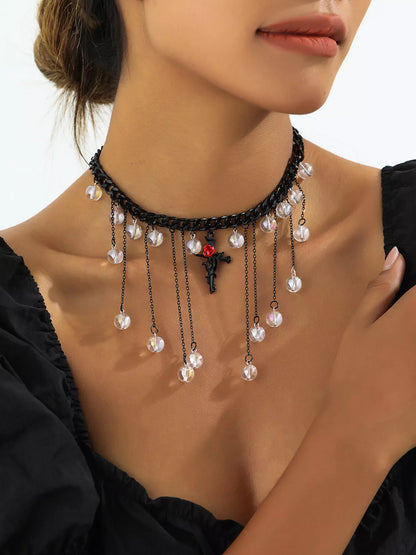 Gothic Rose Cross Dangle Necklace