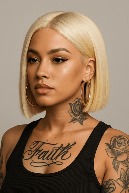 613 Lace Front Bob Wig (Platinum Blonde) Icy Cutie