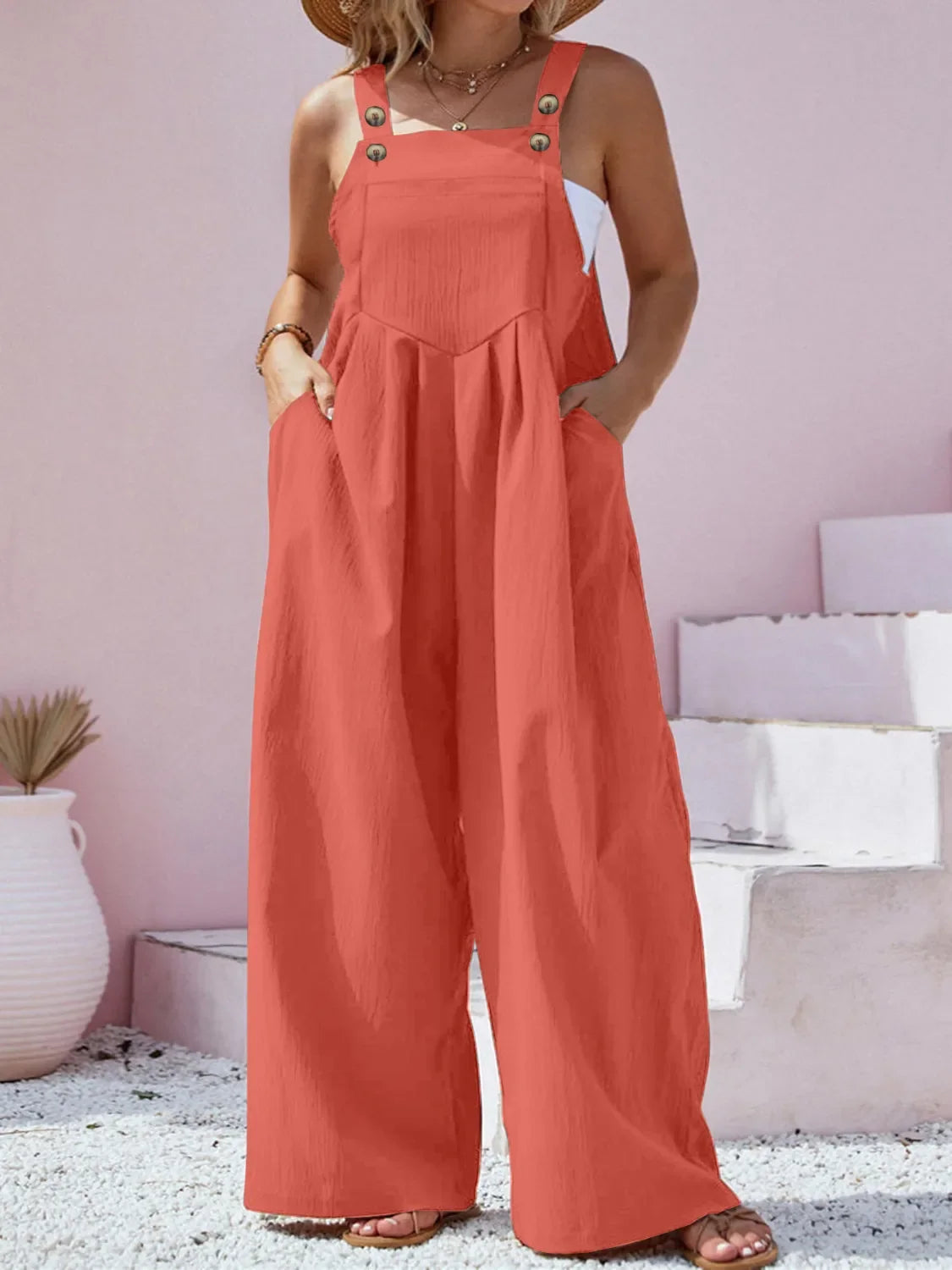 Square Neck Wide Leg Overalls