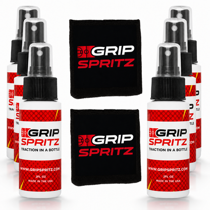 Grip Spritz Basketball Shoe Grip Spray | Team 6 Pack | 6 Bottles + 2 Spritz Mitts