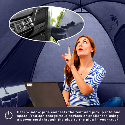 Lanceton Pickup Truck Tent for 5.5'-6.5' Beds, Waterproof PU3000mm High-Density Oxford, Color-Coded Easy Setup, Features Unique 8" Rear Window Access Pipe & Cross-Pole Windproof Structure (F150, Ram, Silverado, Tundra)