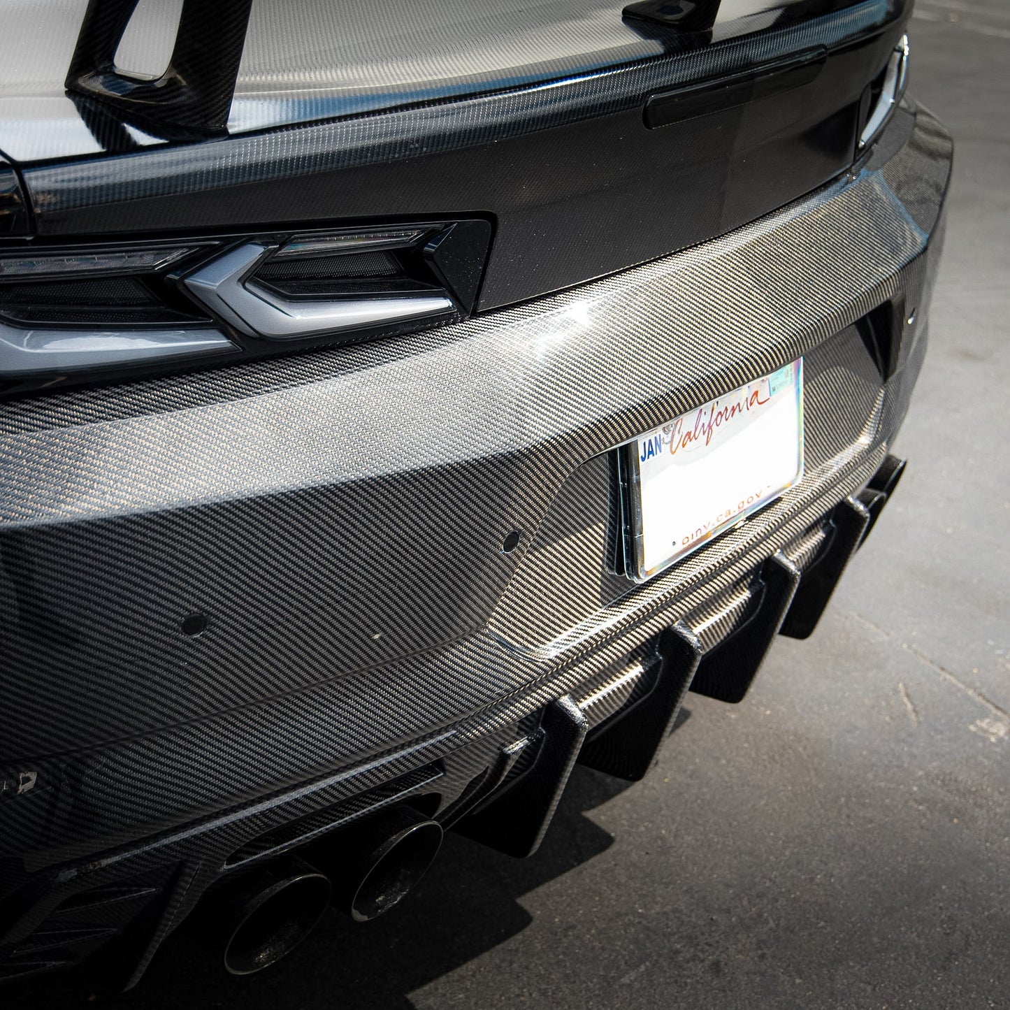 2016-2018 Camaro RS/SS/ZL1 Gloss Double Sided Carbon Fiber Rear Bumper w/Rear Diffuser Quad Tips 1pc