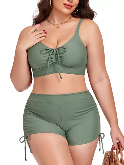 Ruched Drawstring Swim Set