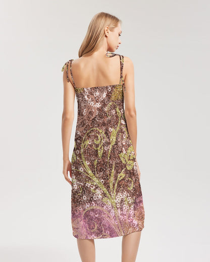 BEAUTIFUL PURPLE GITTER DESIGN CREATED BY FLIPSTYLEZ Women's Tie Strap Split Dress