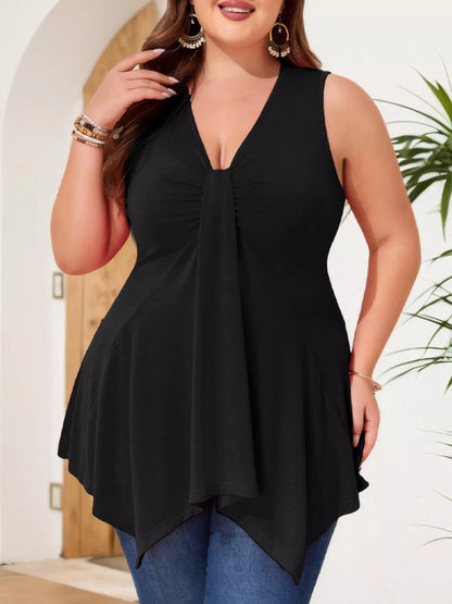 V-Neck Ruched Flowy Tank