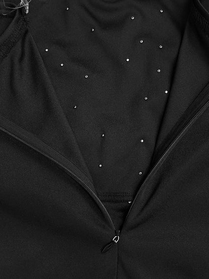 Rhinestone Pearl Detail One-Shoulder Mermaid Maxi Dress