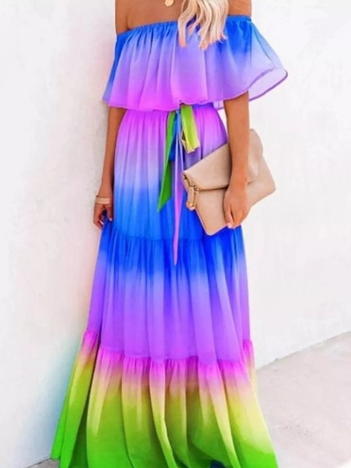 Off-Shoulder Tiered Maxi Dress