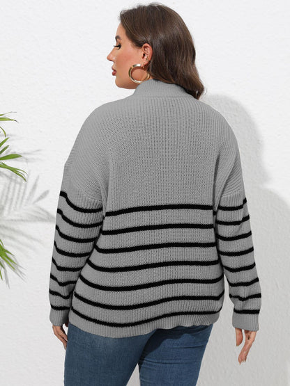 Zip-Up Striped Sweater