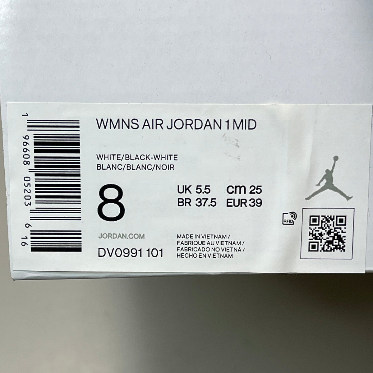 NIKE AIR JORDAN 1 Mid Panda Shoe Women's Sz 8 Black / White DV0991-101 (New)