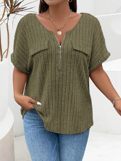 Half Zip Short Sleeve T-Shirt