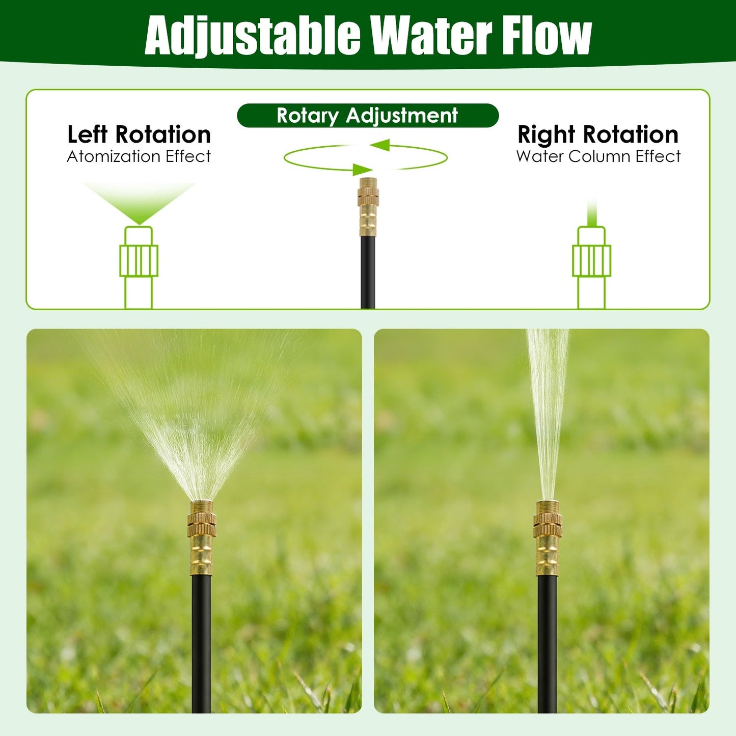 360° Bendable Drip Irrigation System with 49FT 5/8” Tubing Hose 5/16” Faucet Connector Automatic Watering Misting Kit For Garden Greenhouse Yard Lawn