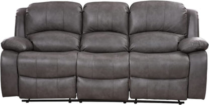 2 Piece Bonded Leather Reclining Sofa Loveseat Set Gray Living Room Furniture Set 8018