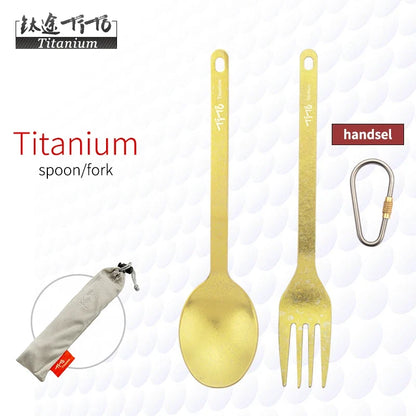 TiTo Outdoor Camping Titanium Spork 13.8g Ultralight Titanium Spoon Long Handle Spoon Outdoor Camping Picnic Titanium Fork