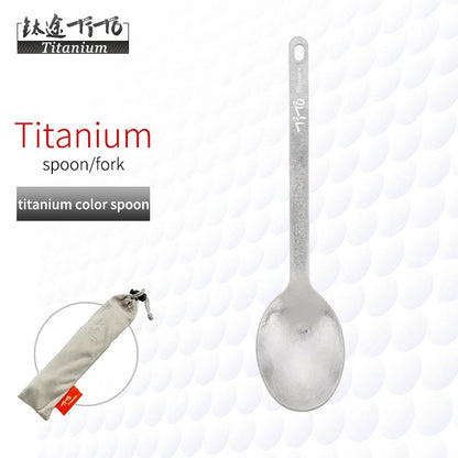TiTo Outdoor Camping Titanium Spork 13.8g Ultralight Titanium Spoon Long Handle Spoon Outdoor Camping Picnic Titanium Fork