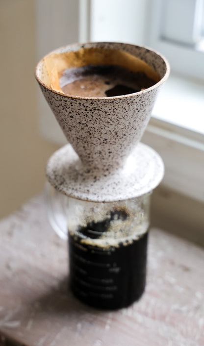 Handmade White Matte Coffee Pour Over Brewer Coffee Maker, White, Minimalist Dripper,  Ceramic Stoneware Hand Thrown in Maine