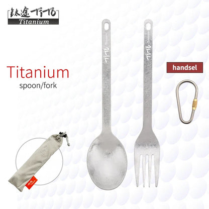 TiTo Outdoor Camping Titanium Spork 13.8g Ultralight Titanium Spoon Long Handle Spoon Outdoor Camping Picnic Titanium Fork