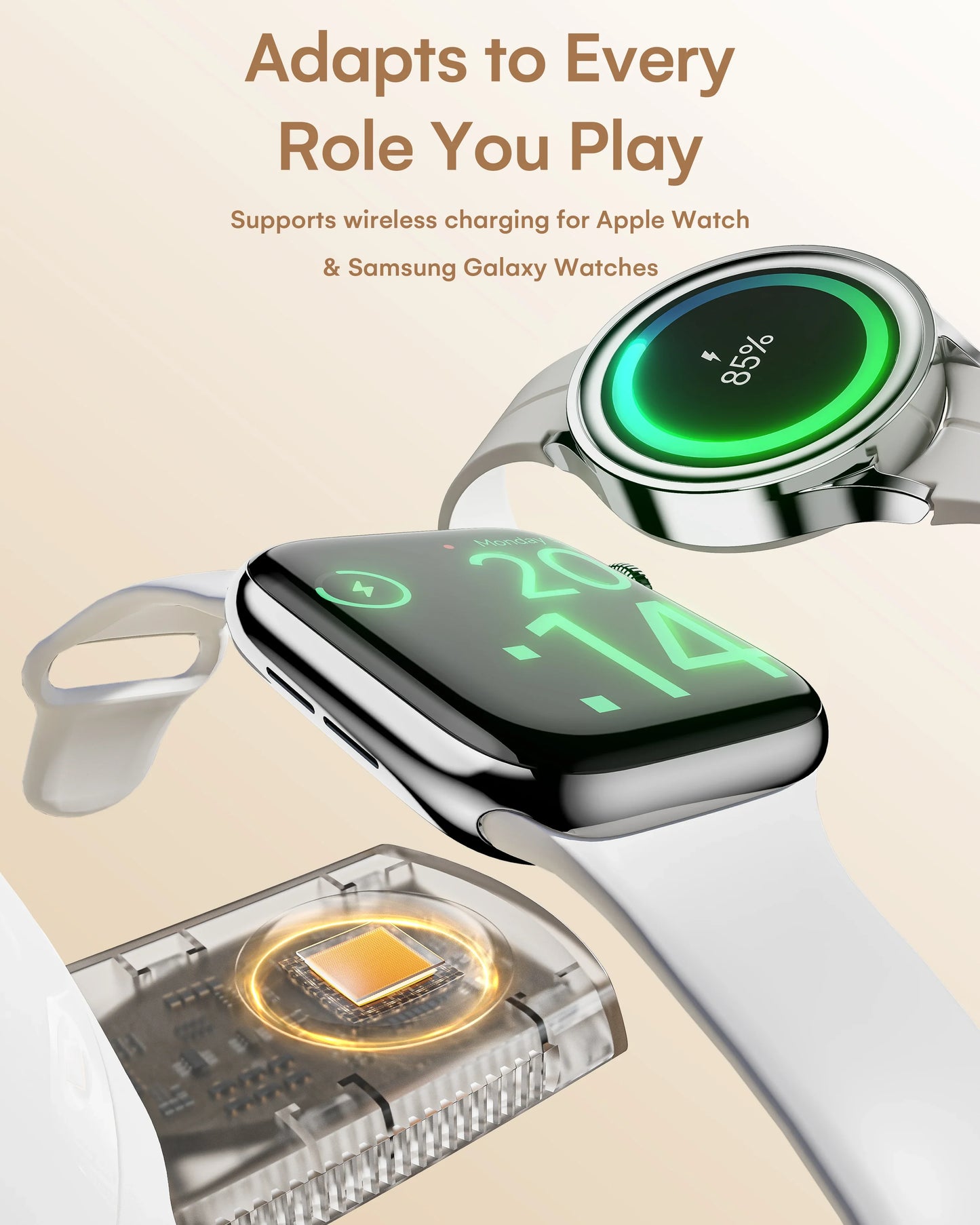 LuminoCore 4-in-1 Wireless Charging Station--White-US Plug