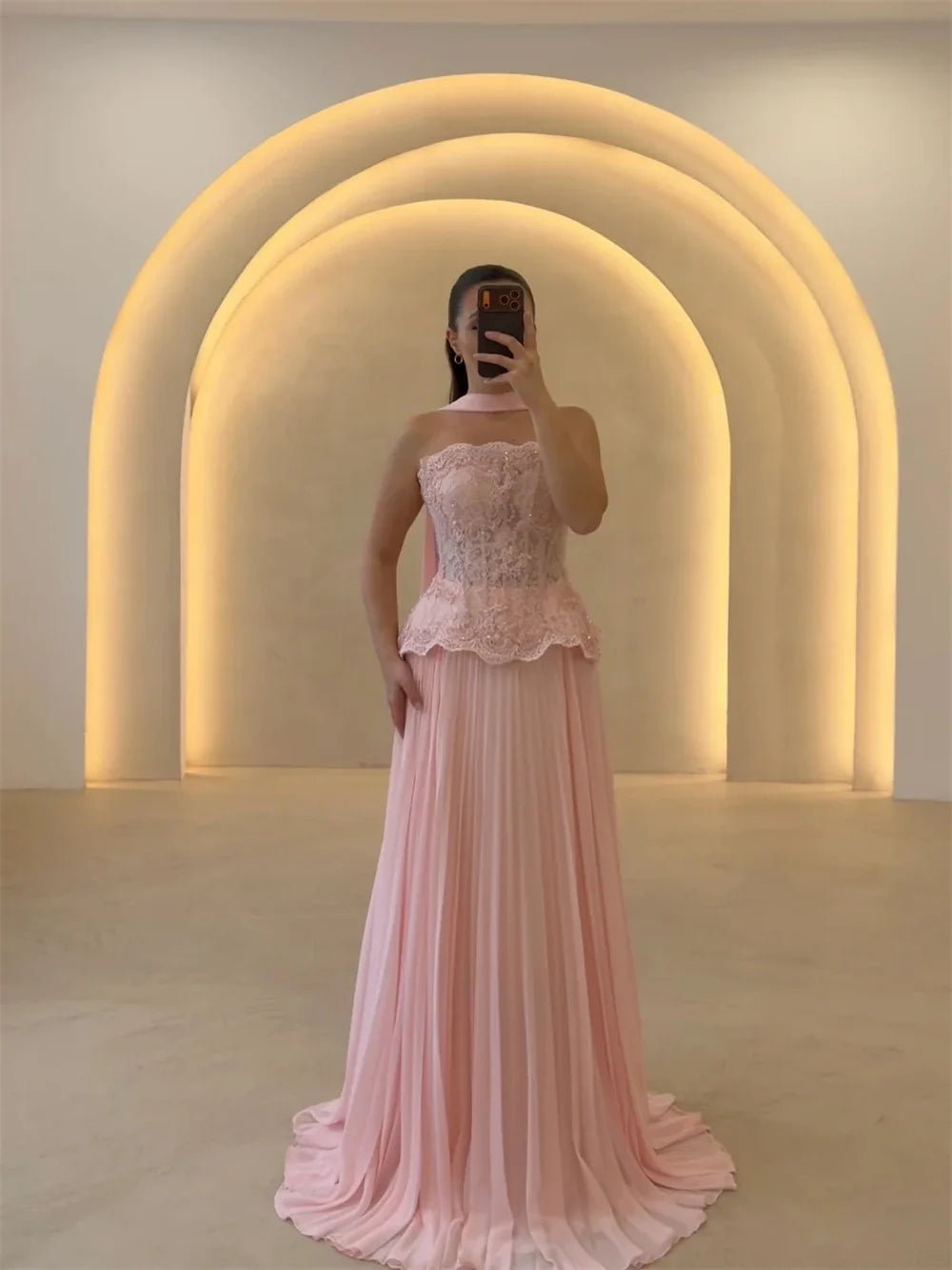Mila Customized Pleated Strapless Beaded A-Line Prom Dress With Shawl Corset Formal Evening Floor-Length Vestidos De Fiesta 2026