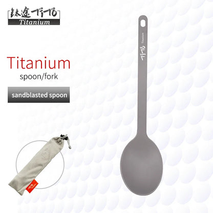 TiTo Outdoor Camping Titanium Spork 13.8g Ultralight Titanium Spoon Long Handle Spoon Outdoor Camping Picnic Titanium Fork
