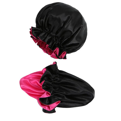 3pcs Reversible Elegant Satin Sleep Bonnets with Ruffled Design, Double Layer Sleeping Caps, Elastic Band, Soft Hair Bonnets for