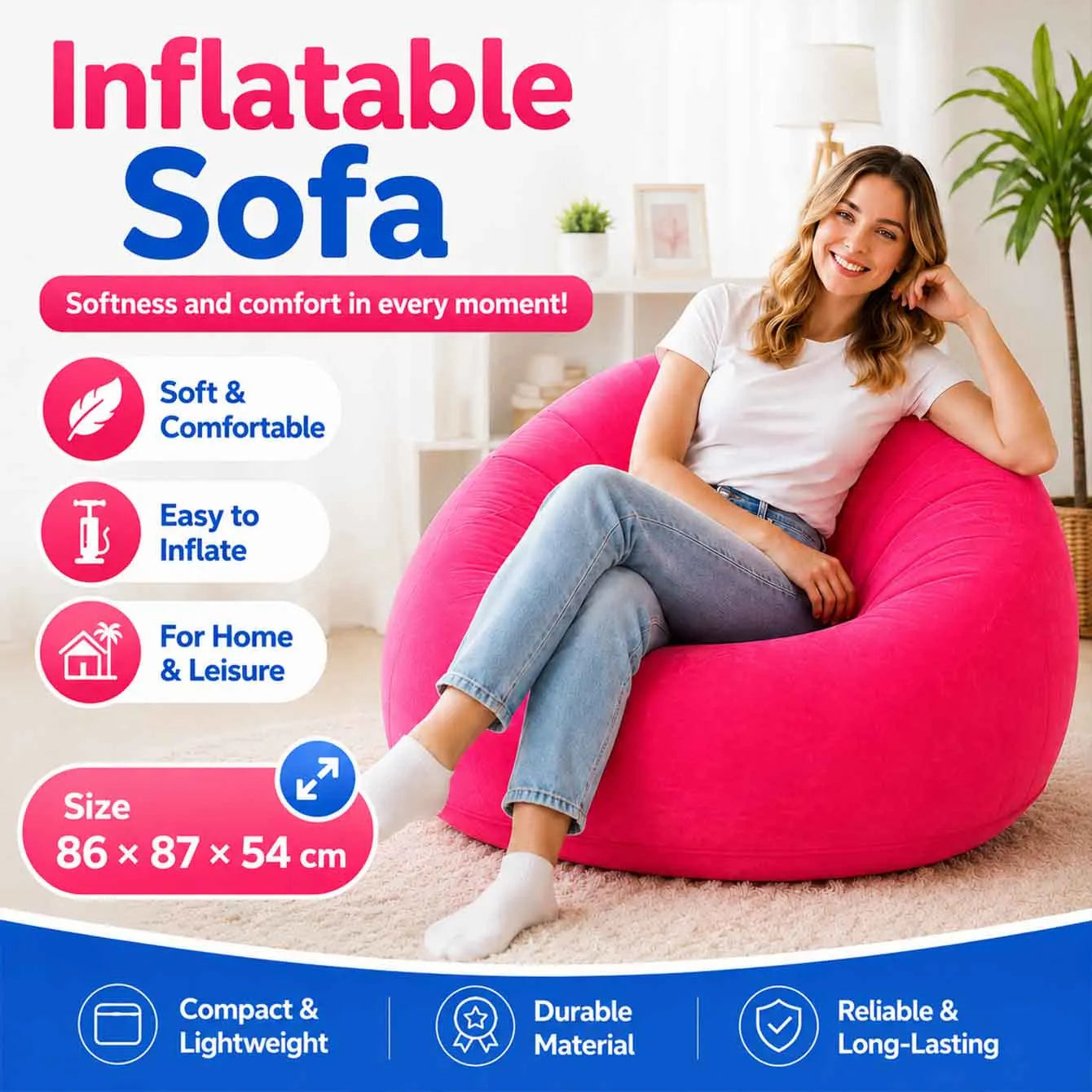 1PC Inflatable Bean Bag Chairs Outdoor Blow Up Camping Chairs