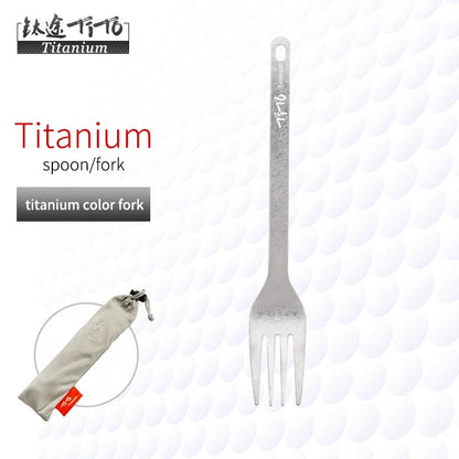 TiTo Outdoor Camping Titanium Spork 13.8g Ultralight Titanium Spoon Long Handle Spoon Outdoor Camping Picnic Titanium Fork