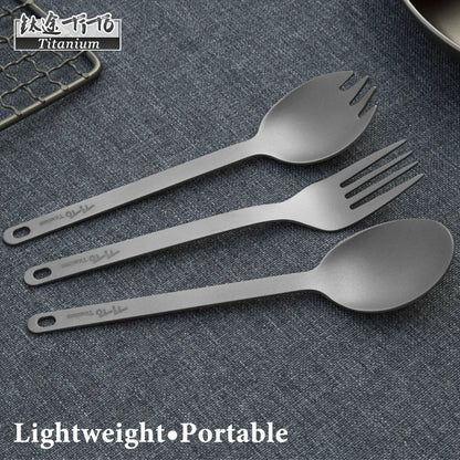 TiTo Outdoor Camping Titanium Spork 13.8g Ultralight Titanium Spoon Long Handle Spoon Outdoor Camping Picnic Titanium Fork