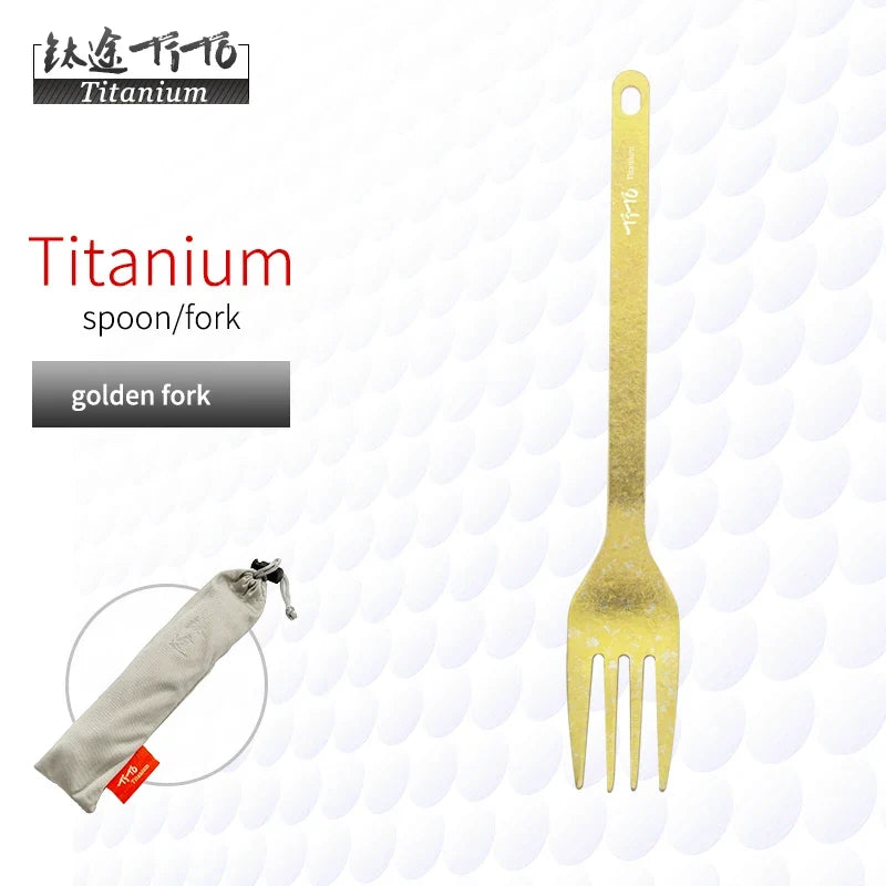 TiTo Outdoor Camping Titanium Spork 13.8g Ultralight Titanium Spoon Long Handle Spoon Outdoor Camping Picnic Titanium Fork
