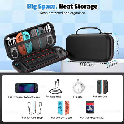 Travel Carrying Case For NS Switch 2 Console EVA Hard Shell Shockproof Storage Bag Protective Bag Pouch for Switch 2 Accessories