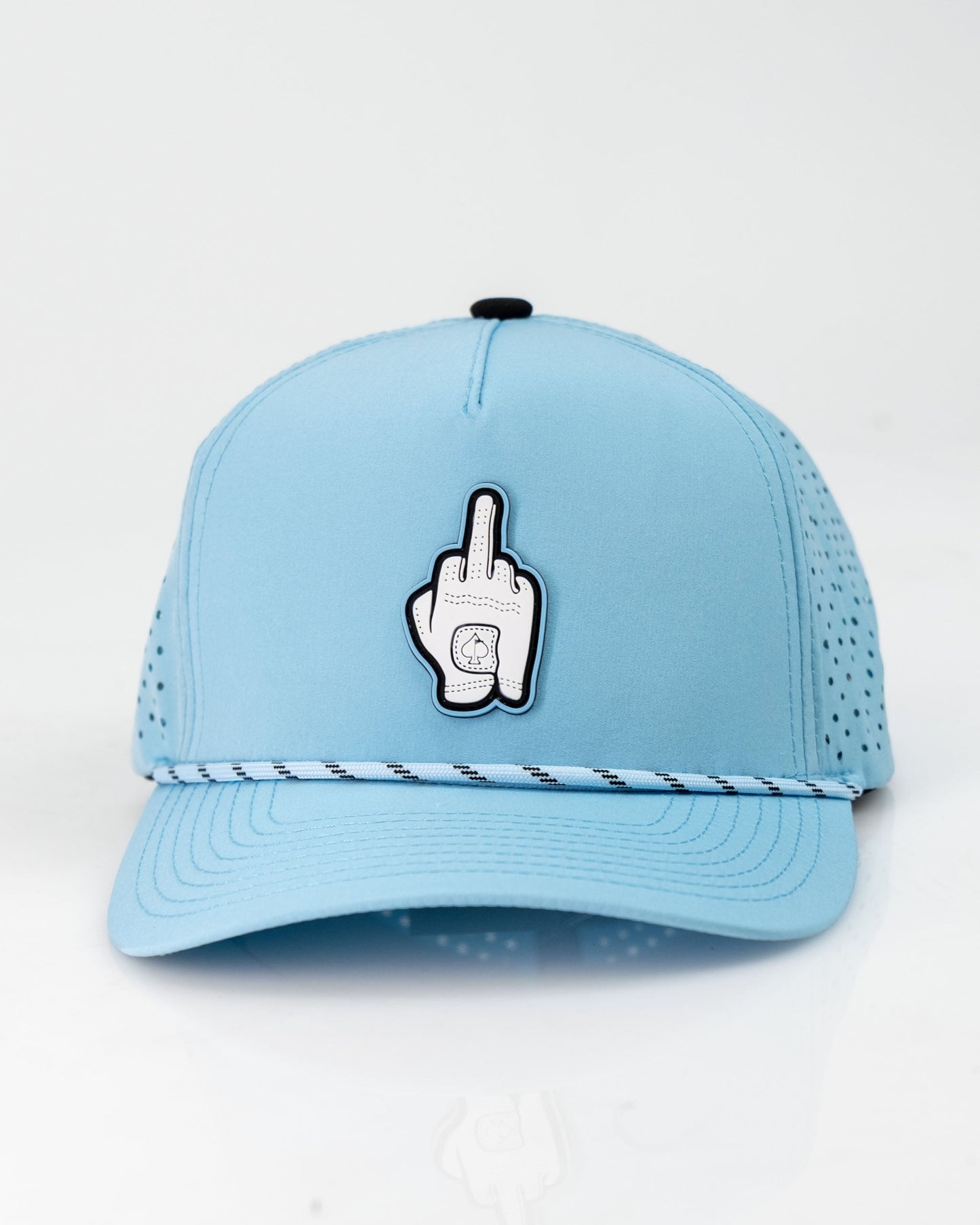 Middle Finger Baby Blue - Perforated Rope Hat