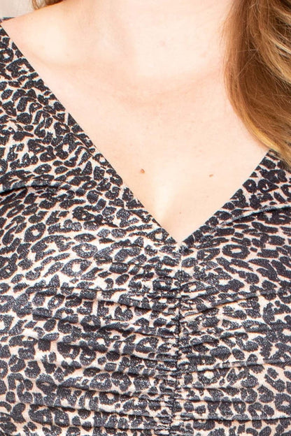Leopard Print Shirring Mini Dress