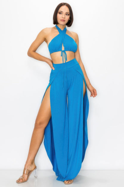 Modal 2 Piece Set, Bra And Side Slit Pant