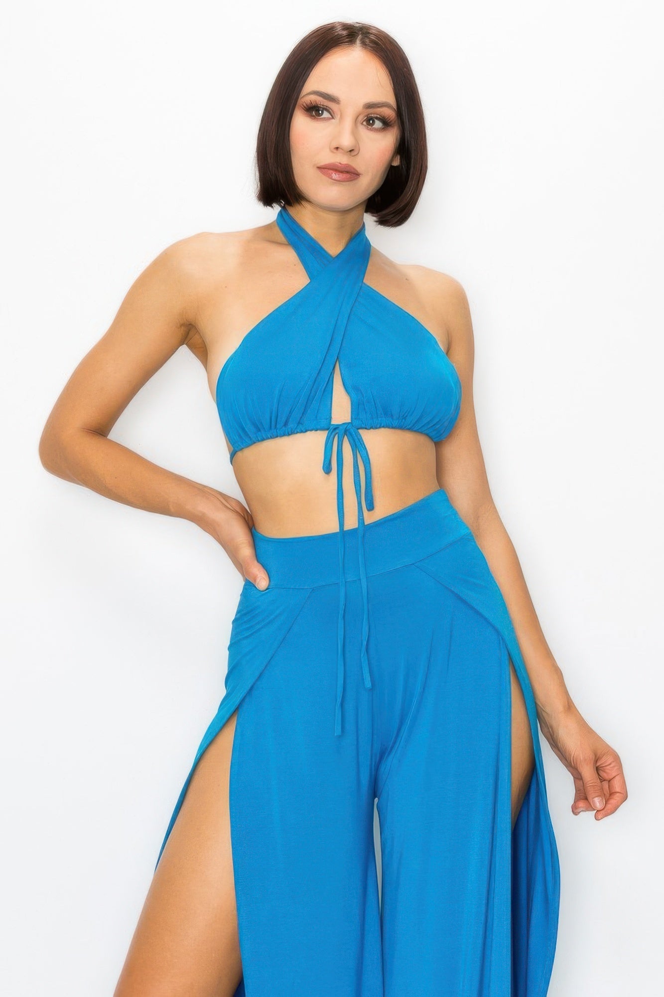 Modal 2 Piece Set, Bra And Side Slit Pant