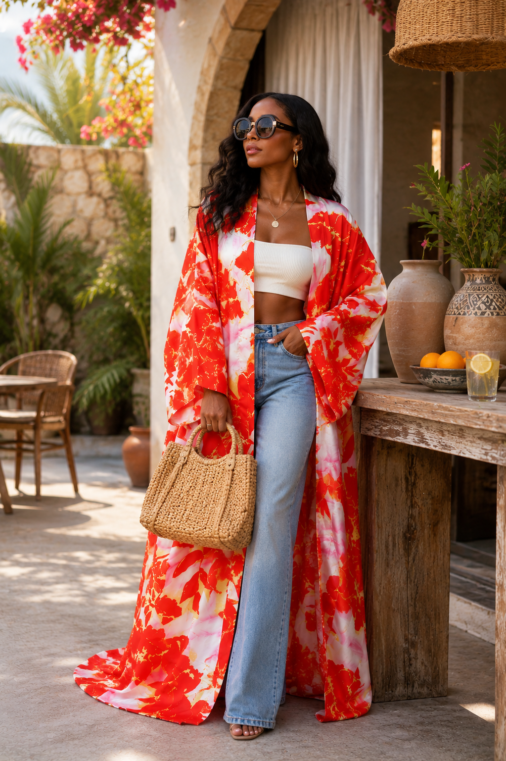 Ember Petals Kimono