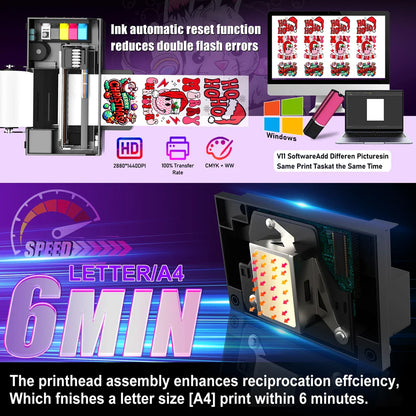 FREE SHIPPING Direct to Film  A4 Printing Machine Digital Inkjet Heat Transfer T Shirt Fabric for Epson L800 Printhead