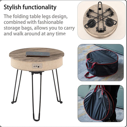 Nordic Style Multifunctional Wooden Coffee Table Modern Outdoor Side Table Wireless Charging Bluetooth Speaker Living Room