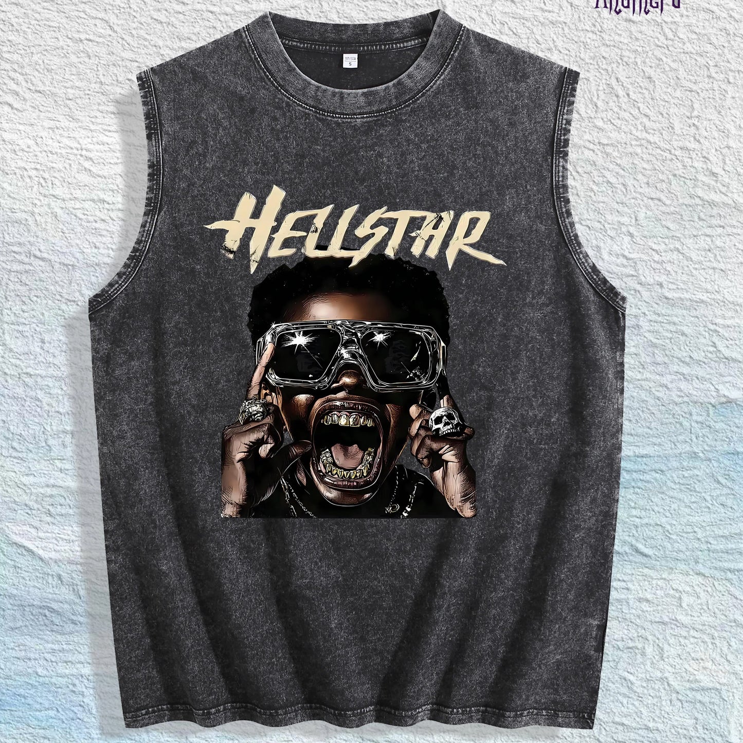 HELLSTAR Graphic Washed Vest US Warehouse 3 Colors Cotton Tank