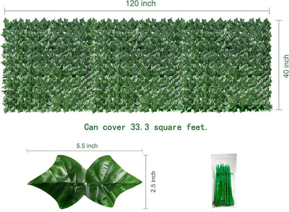JS UV-Anti Plastic Ivy Leaves Vines Privacy Fence Screen Artificial Grass Wall for Outdoor Decor