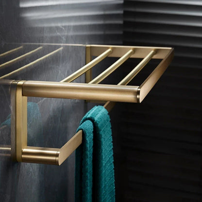 Bathroom Accessories Bathroom Shelf Towel Rack Paper holder Toilet Brush Holder Towel Ranger Brushed Gold Brass Bath Hardware