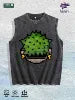 Cartoon Plant Graphic Washed Vest US Warehouse 3 Colors Cotton Tank