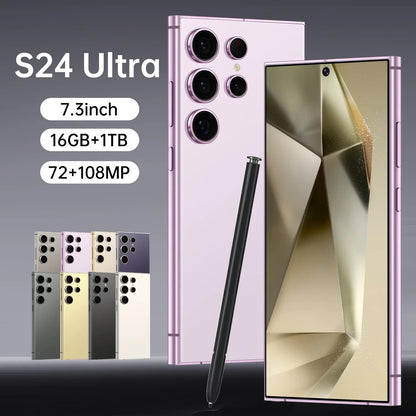 US In-Stock S24 Ultra 5G All-In-One Smartphone 7.3 Inch HD 8+256GB Dual Sim 108MP Rear Camera 65W Quick Supports French Spanish