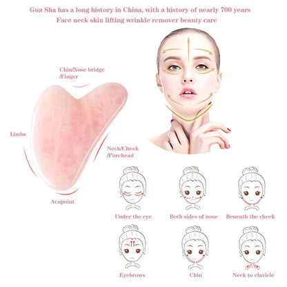Natural Rose Jade Gua Sha Gouache Scraper Massager for Face Body Facial Skin Lifting Wrinkle Remove Beauty SPA Care Tools