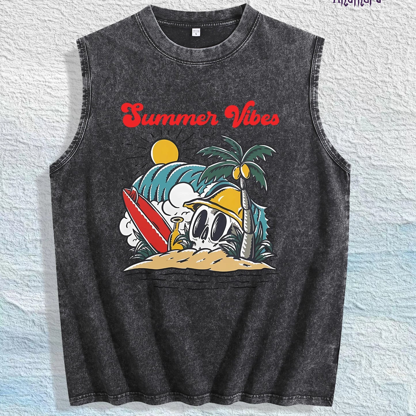 ROOST Waterfowl Deer Graphic Washed Vest US Warehouse 3 Colors Cotton Tank