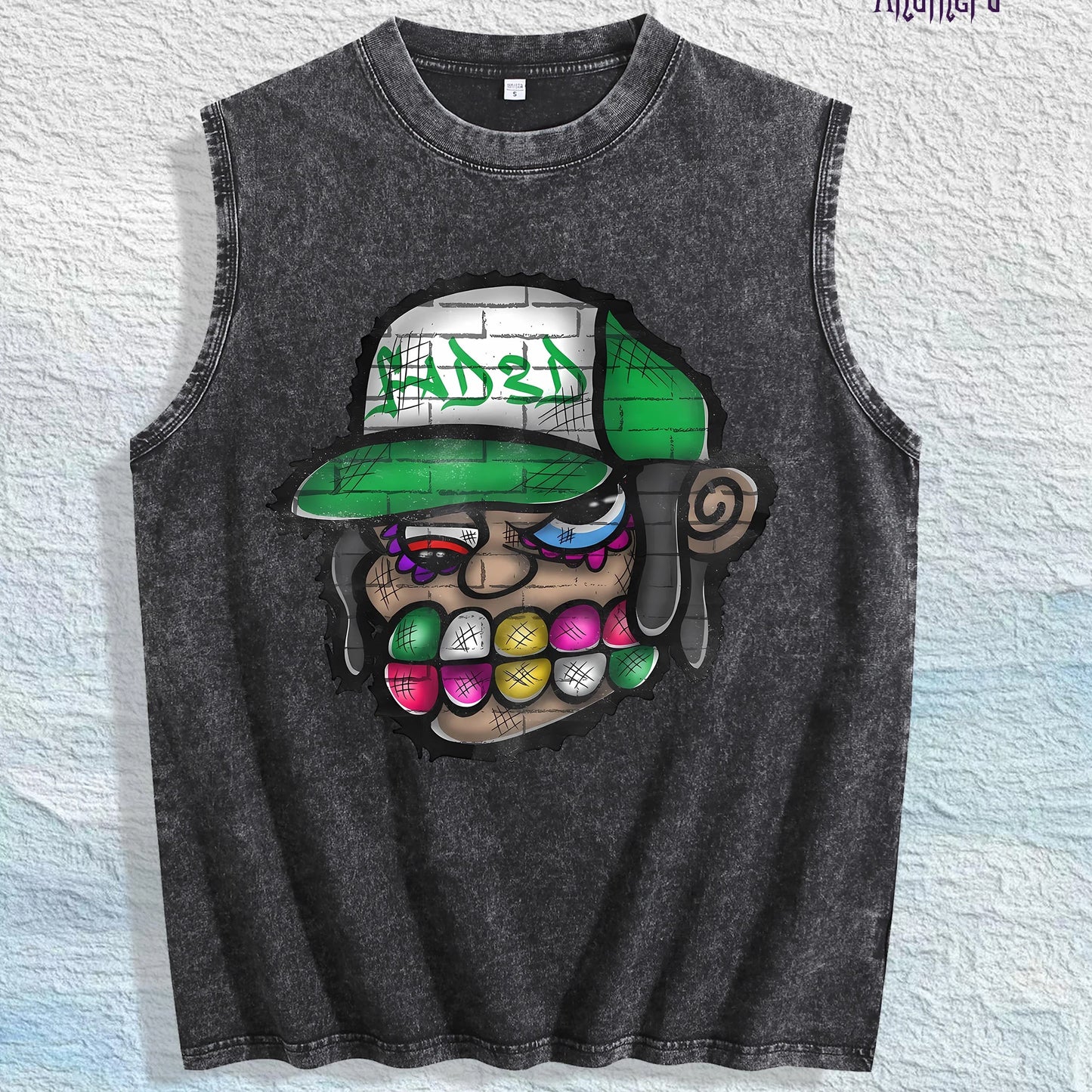 Graffiti - Style Character Graphic Washed Vest US Warehouse 3 Colors Cotton Tank