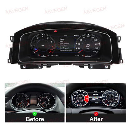 For Volkswagen VW Golf 7/7.5 2013-2020 LCD Dashboard Panel 12.3" Display Digital Cluster Virtual Instrument CockPit Speedometer