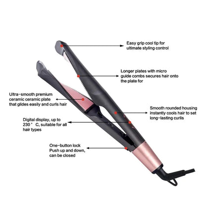 2 in 1 Hair Straightener and Curler Tourmaline Ceramic Twisted Flat