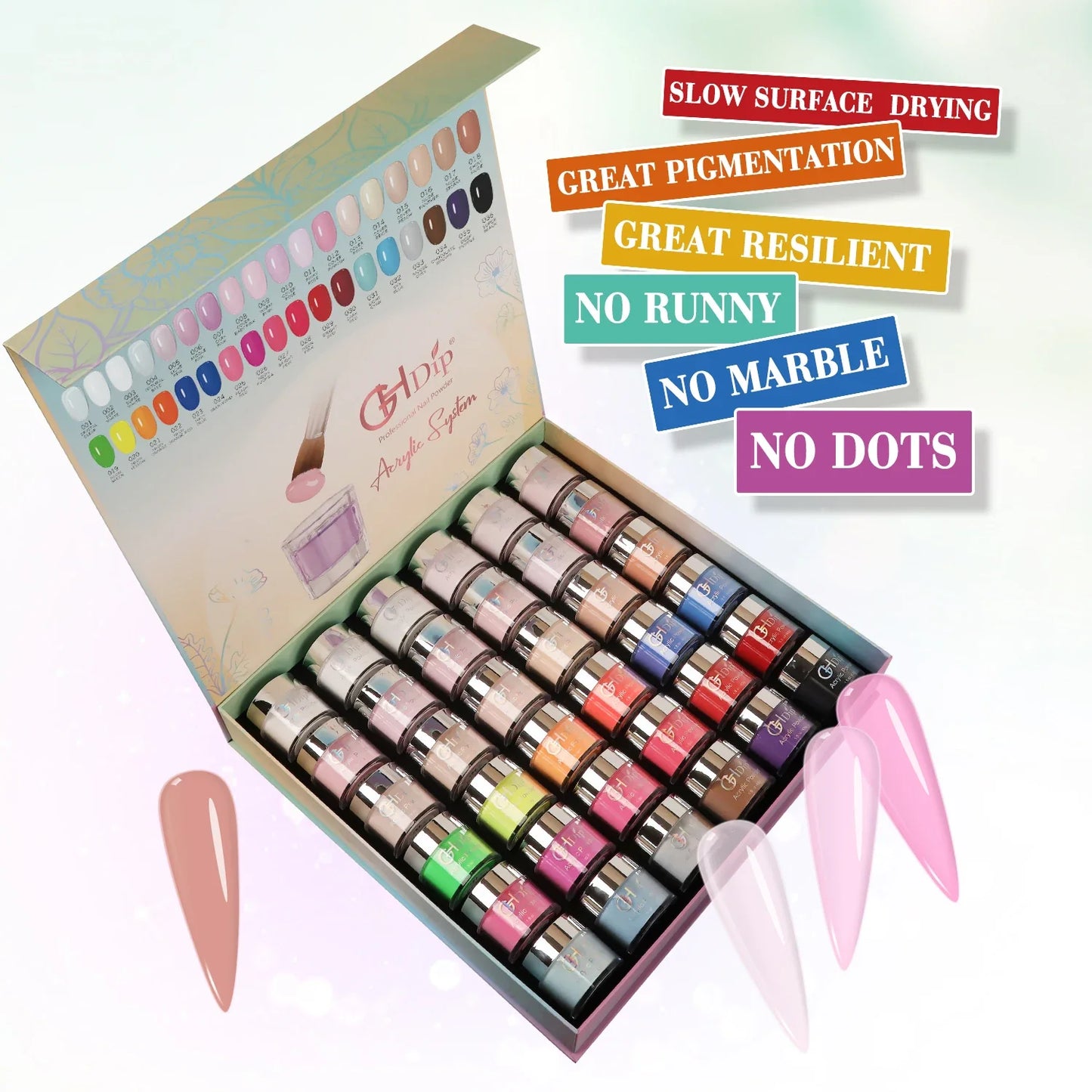 36 Basic Colors 1.5oz Nail Dipping Acrylic Powder Kit in Stock